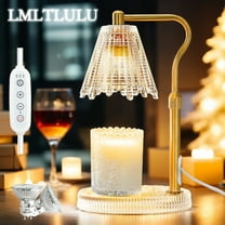 LMLTLULU Gold Electric Candle Warmer Lamp with Crystal Base, Wax Warmers with 2 Bulbs Timer and Dimmer, Adjustable Height for All Jar Candles, Home Decor, Gifts for Housewarming