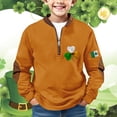 thumbnail image 2 of Ruyang Boys St Patricks Day Sweatshirts Half Zipper Ribbed Cuffs Pullover Sweatshirts Tops Shamrock Printed Teens Long Sleeve Hoodie, 2 of 5