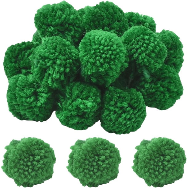 24 bolas de pompones verdes de lana a granel de 4 cm, de fieltro suave, esponjosas y redondas, hechas a mano, para colgar.