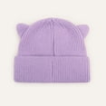 thumbnail image 6 of Baby Knit Beanie Cat Ear, Toddler Newborn Winter Warm Cute Ears Love Heart Embroidered Infants Cap, Purple 0-6 Months, 6 of 8
