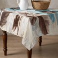thumbnail image 4 of Spring Floral Vintage Table Cloth Waterproof Tablecloths, Retro Teal Tulips Botanical Summer Tablecloth Dining Table Cover for Kitchen Party Tabletop Outdoor, Square Tablecloth 54x54 Inch, 4 of 9