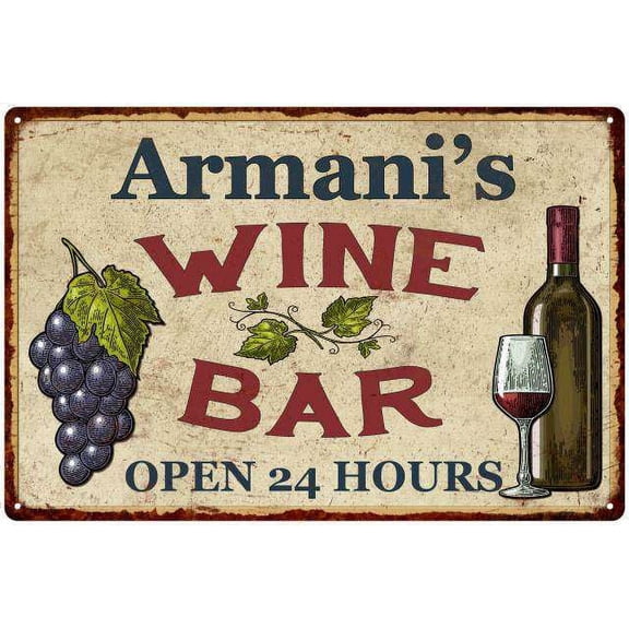 Armani's Rustic Wine Bar Sign Wall Decor Kitchen Gift 8 x 12 High Gloss Metal 208120056574