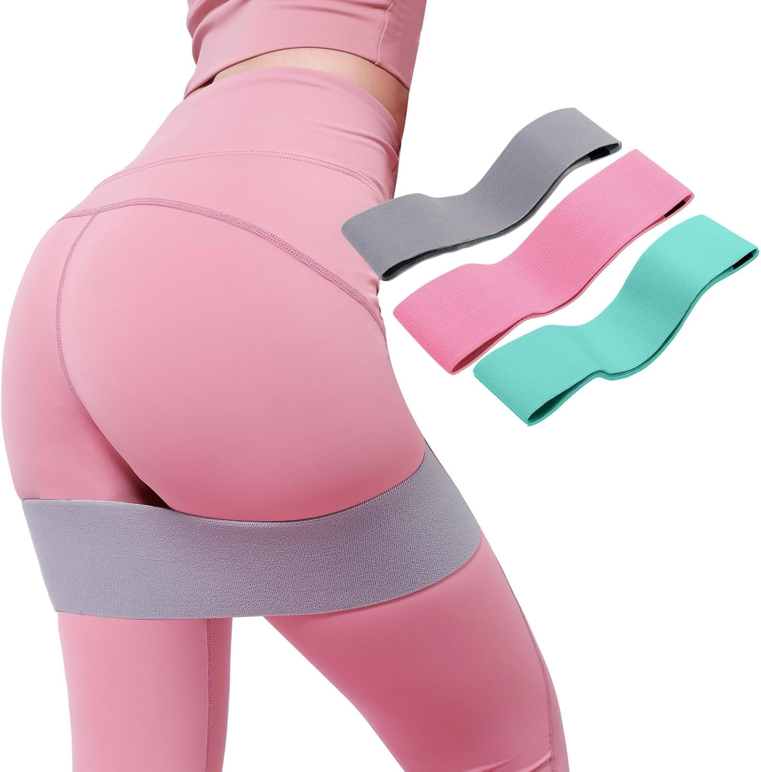 JJEAN-Fabric Resistance Bands, Elastic Bands of Different Levels, Hip and Leg Shaping Bands, Suitable for Yoga, Rehabilitation, Pilates, Fitness and Home Workouts