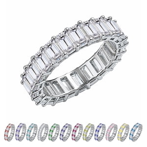 JeenMata Stackable Emerald Cut Eternity Wedding Band