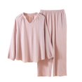 thumbnail image 2 of Jindong Pyjama pour Femmes Ensemble Dames Pyjama en Pur Coton Teint en Fil avec Manches de Neuf Minutes et Cardigan Ensemble de Robe de Maison Tout Coton Tenue d'Intérieur pour Femmes, 2 of 4