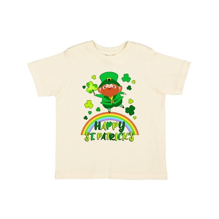 

Inktastic Happy St. Patrick s Day Cute Leprechaun on Rainbow Gift Toddler Boy or Toddler Girl T-Shirt