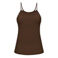 thumbnail image 4 of UPPADA Womens Shelf Bra Spaghetti Strap Ribbed Cropped Tank Tops Spaghetti Strap Tank Top Summer Cami Shirt Vacation Dressy Tees,Tank Tops for Women 2025 Brown,L, 4 of 5