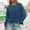 Navy, variant on Contemporary Women's Fashion Plus Size European And American Women's Solid Color Loose Long Sleeved Round Neck Sweatshirt Long Sleeved V-neck Top/shirt