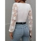 thumbnail image 3 of Suéter de manga larga, cuello redondo, otoño-invierno con diseño calado, talla M, jersey de punto elástico blanco para mujer, 3 of 7