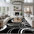 thumbnail image 4 of Area Rug 72×108in, Geometric Arch Circle Black White Floor Carpet Living Room Rug, Abstract Boho Sun Stripes Non-Slip Welcome Mat Indoor Rugs for Bedroom Dining Room, 4 of 9