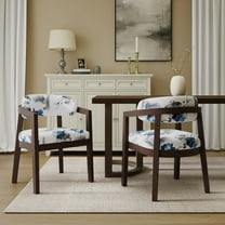 Christopher Knight Home 19.5" Dining Arm Chairs, Espresso Wood Frame with Floral Upholstered Seat, Set of 2