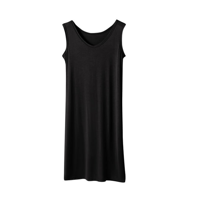 cfhntfmh Vêtements de Nuit pour Femmes Grande Taille Confortable Col Ras du Cou Débardeur Chemises de Nuit Tenue de Nuit Décontractée Robe de Nuit Sans Manches