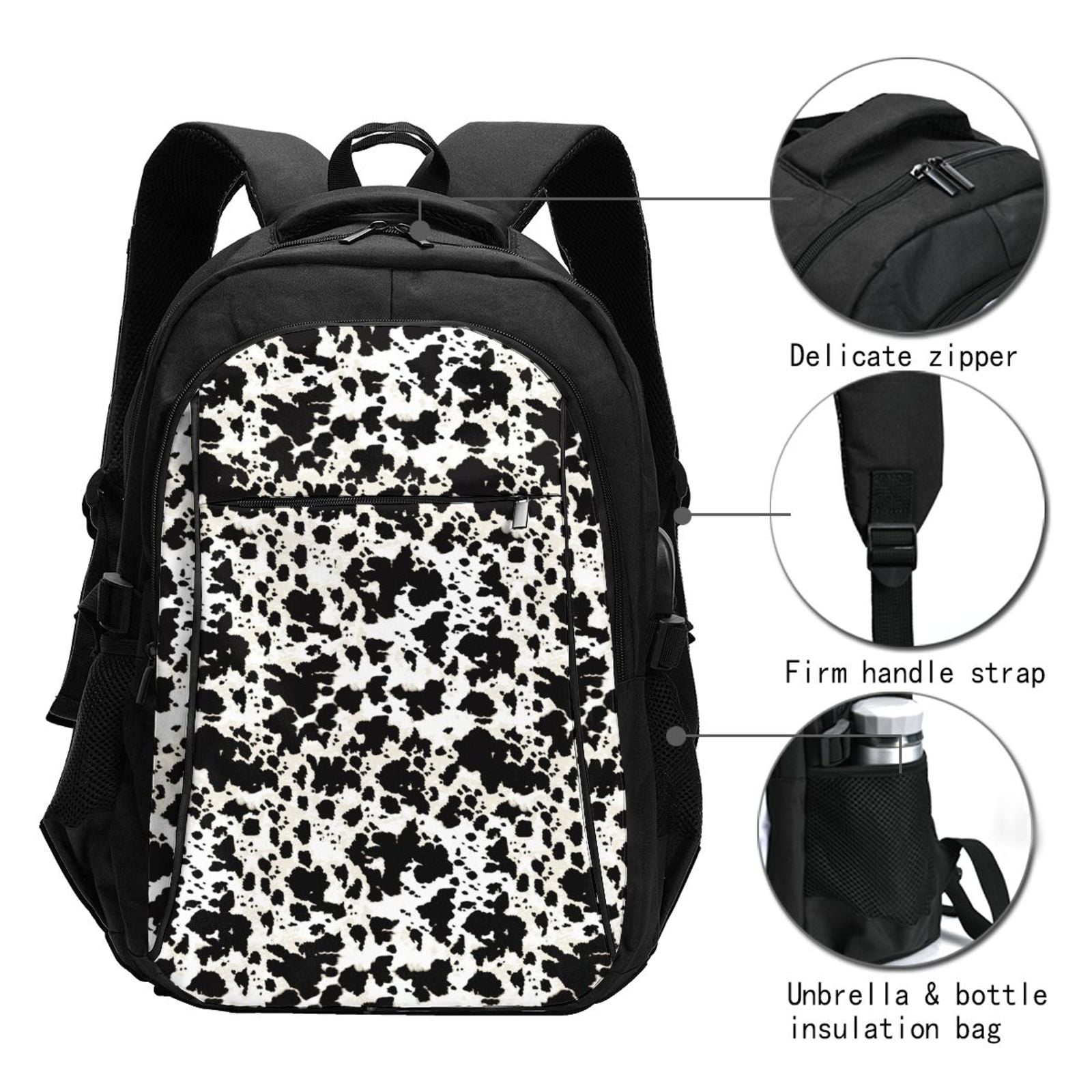 Ratiio Cow Skin 1 Print Travel Laptop Backpack,Slim Sturdy Laptops Backpack with USB Charging Port, Water Resistant College School Computer Bag