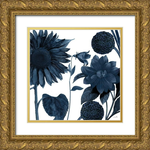 Sophie 6 15x15 Gold Ornate Wood Framed with Double Matting Museum Art Print Titled - Blue Shift II