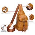 thumbnail image 3 of JeashCHAT Leather Sling Bag for Women, Waterproof Crossbody Bag Chest Bag, Fashionable Small Backpack Multipurpose Shoulder Bag for Travel Hiking Cycling, Gifts for Women, 3 of 9