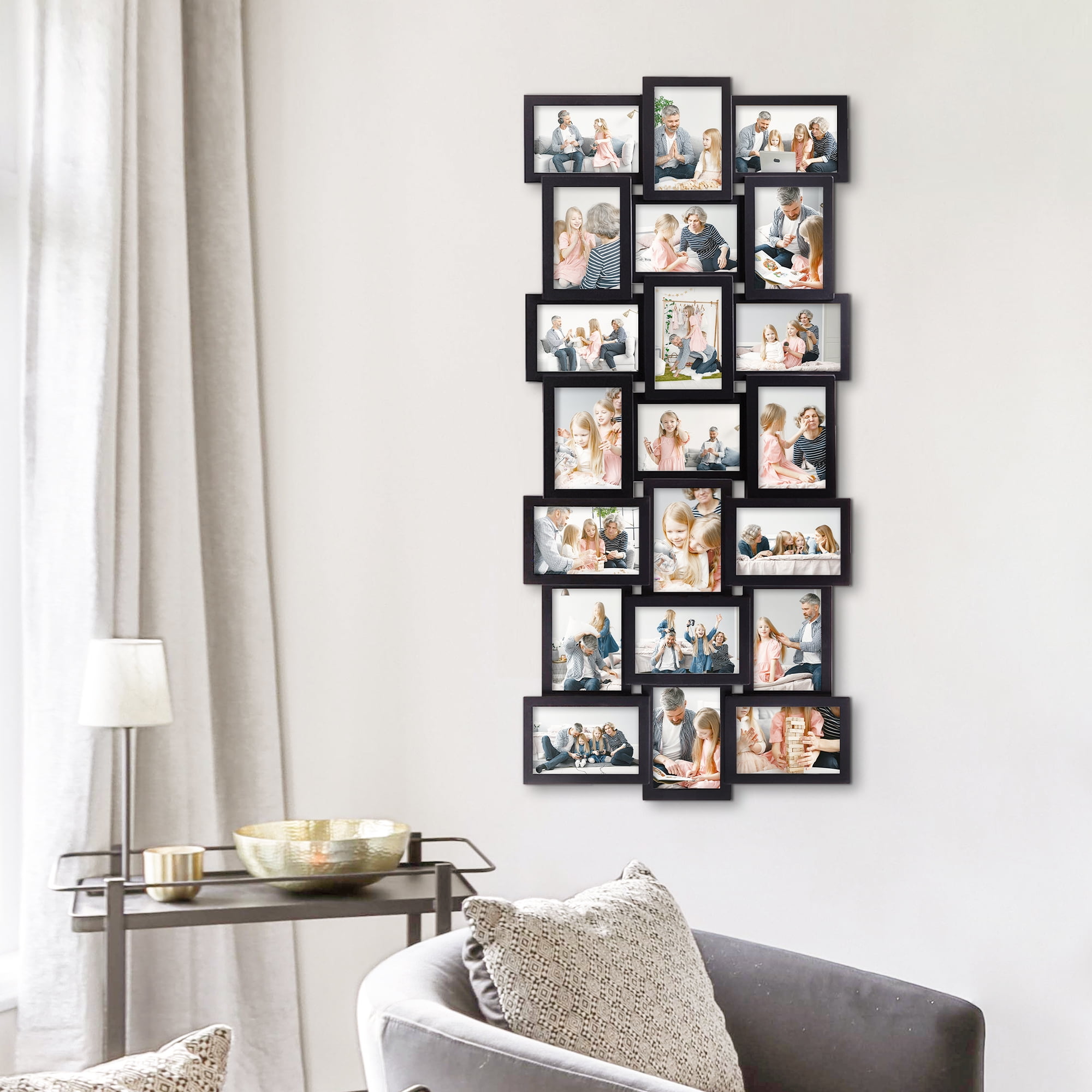 21 Openings Multiple Photo Frame Family Collage Picture Frames 6x4 Black For Wall