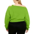 thumbnail image 2 of Womens Crop Sweatshirts Long Sleeve Cold Shoulder Pullover Loose Solid Color Workout Casual Strappy Tops (M, Green), 2 of 7