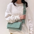 thumbnail image 2 of Corduroy Shoulder Bag Flap Buckles Small Square Crossbody Bag for Work (Green), 2 of 7