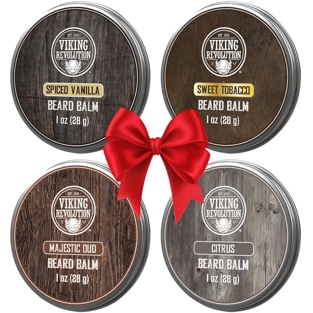 Paquete variado de bálsamo para barba Viking Revolution de 30 ml (vainilla especiada, tabaco dulce, Majestic Oud, cítricos)
