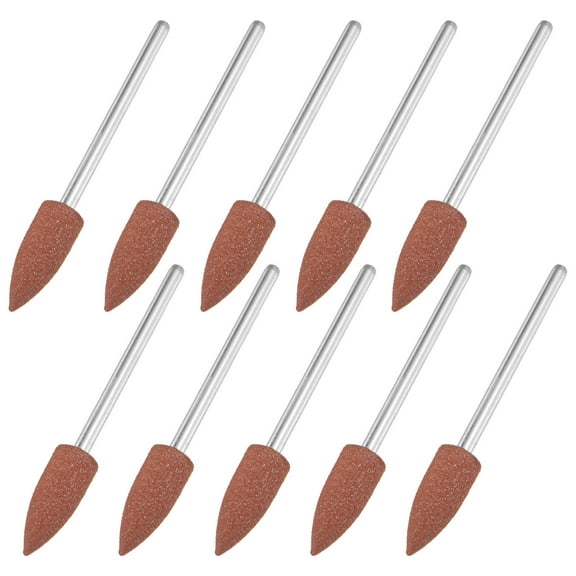 Uxcell 10-Pack Polishing Bit Buffing Wheel, 0.23 Inch(6mm) Dia Silicone Pointed Polishing Kit Sanding Bits Rotary Tool 400 Grits [Brown]