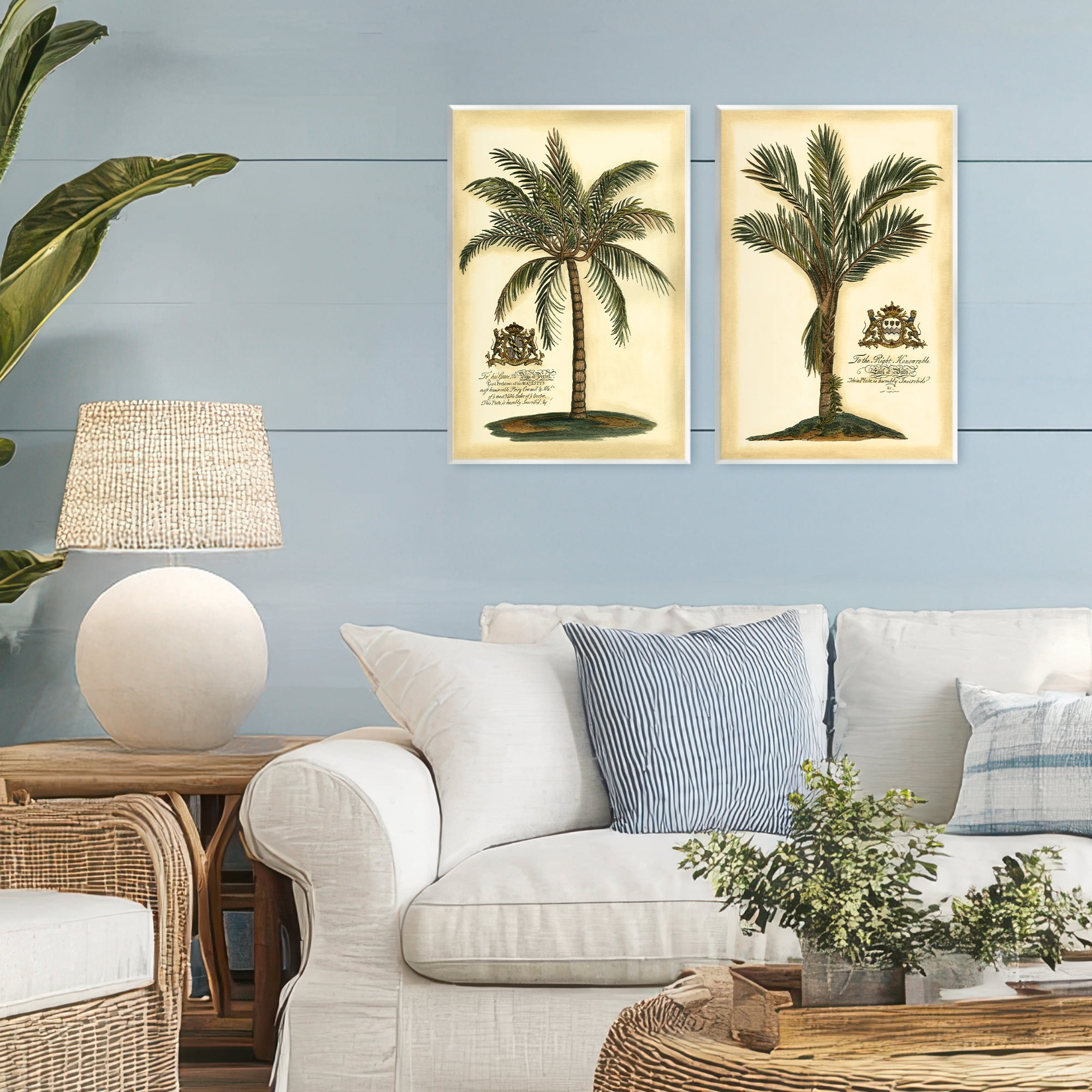 Stupell Industries Vintage Historical Palms 2 Piece Wall Plaque Art Set, design by Vision Studio