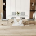 thumbnail image 5 of JUFU Modern 5-Piece 63″ White Faux Marble Dining Table Set for 4, Rectangle Dining Room Table & 4 PU Leather Chairs, 5 of 9
