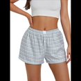 thumbnail image 1 of Pantalones Cortos de Pijama A Cuadros Y2K para Mujer, Bóxers Elásticos, Ropa de Calle Estampado Gris Oscuro L, 1 of 8