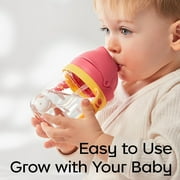 Bc Babycare Baby Weighted Straw Trainer Cup, Big-Eyed Elf Tritan Straw Sippy Cup,Unbreakable, Easy-Grip Handles, Leak-Proof, 8oz, Red