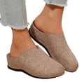 thumbnail image 2 of HTHLVMD Women's Embossed Mules, Closed Toe Slip On Shoes, Home Casual Shoes, Retro Leather Shoes, Closed Toe Clogs for Women Slip-On Mules: Comfortable Women's Mule & Clog, Khaki 7, 2 of 7