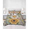 thumbnail image 2 of Twin XL Quilt Bedding Set, Vintage Daisy Floral Reversible Summer Quilt 3 Pieces, Spring Flowers Botanical Leaves Checkered Wooden Lightweight Bedspreads Coverlets with 2 Pillow Shams for All Seasons, 2 of 5