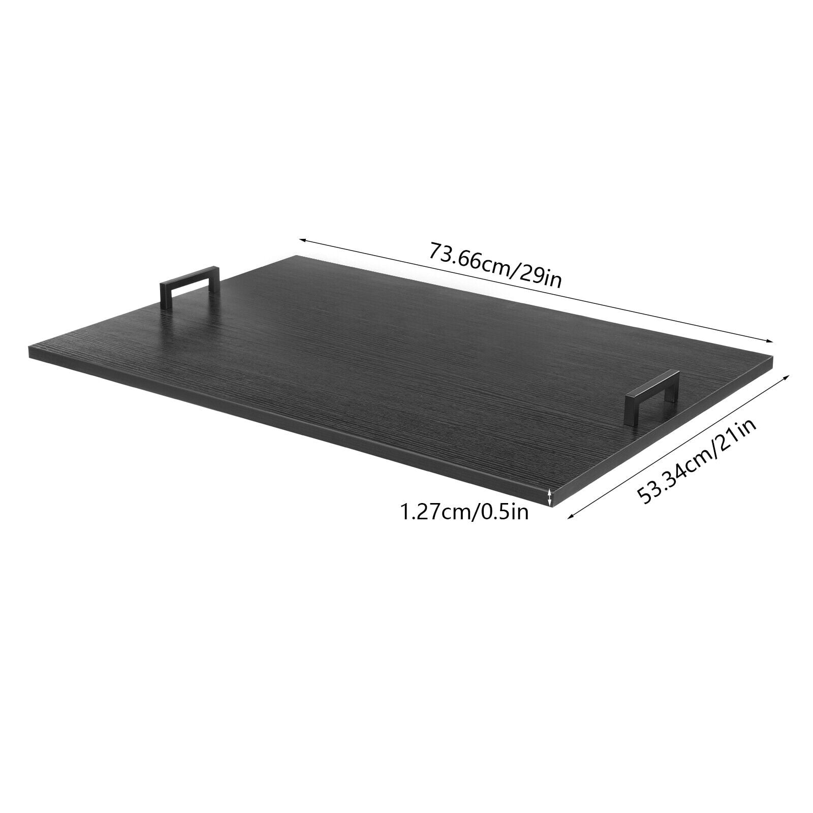 29*21in Rectangle Stove Top Cover, Stove Top Cover With Handles, Acacia Wood Iron Stove Cover(Black)