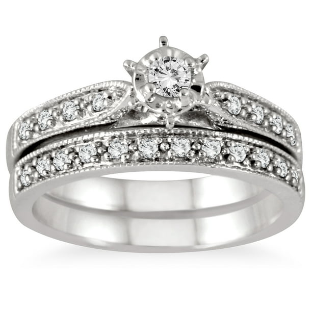 Szul Jewelry - 1/2 Carat TW Diamond Bridal Set in 10K White Gold (J-K-L ...