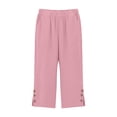 thumbnail image 5 of Miluxas Women's Casual Loose Fit Capris High Waisted Drawstring Cropped Pants with Button Details Pink, 5 of 5