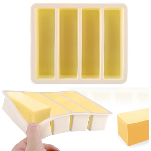 Silicone Butter Molds with Lid,Bexikou 2 Pack Rectangle Butter Tray for Homemade Butter,Non-Stick Stick Container for Energy Bar, Soap Bar, Non Stick, Large Cavity