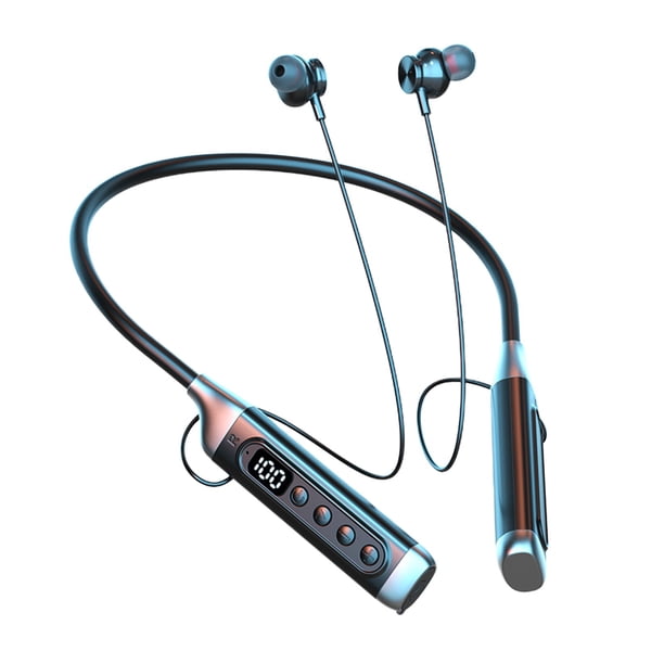 Pisexur Electrónica para Hombres Auriculares Bluetooth de Cuello con Pantalla Digital LED Bluetooth 5.4 Cómodos y Agradables para la Piel con Sonido Envolvente Estereoscopio Inserción de Tarjeta Auri