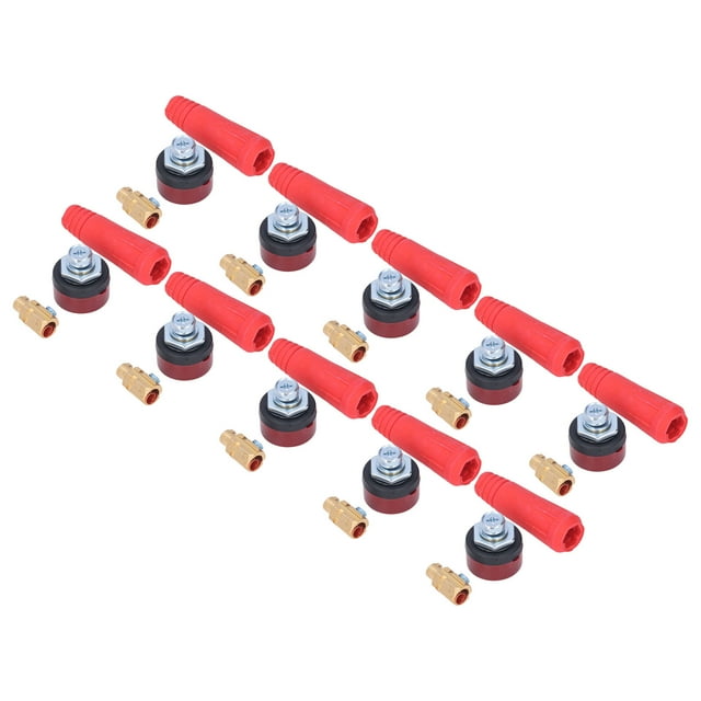 Juego de 10 conectores de panel para cable de soldadura, de goma y latón, para máquina de soldadura europea, enchufe de conexión rápida