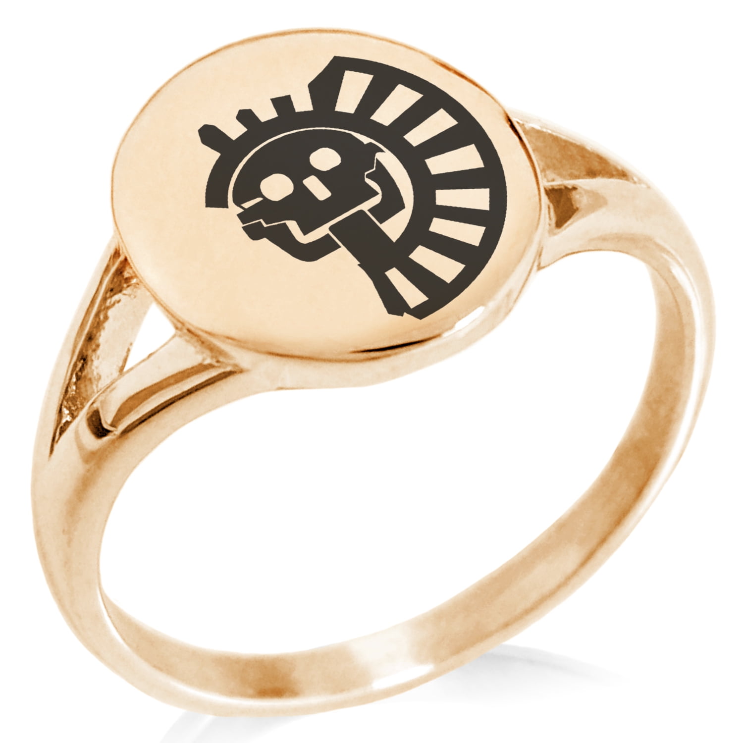 Stainless Steel Aztec Chief Tribe Rune Minimalist Oval Top Polished ...