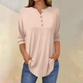 thumbnail image 2 of Womens Tops 3/4 Length Sleeve Tops Neck Casual Print Tunic T Shirts Three Quarter Length Tops Blouses For Women, 2 of 5