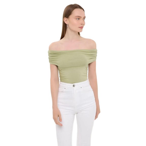Off-Shoulder Ruched Bodycon Top