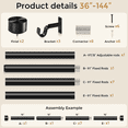 thumbnail image 4 of HEI DEAR 1" Adjustable Black Curtain Rod Heavy Duty 36-144" with Solid Aluminum Finial, 4 of 9