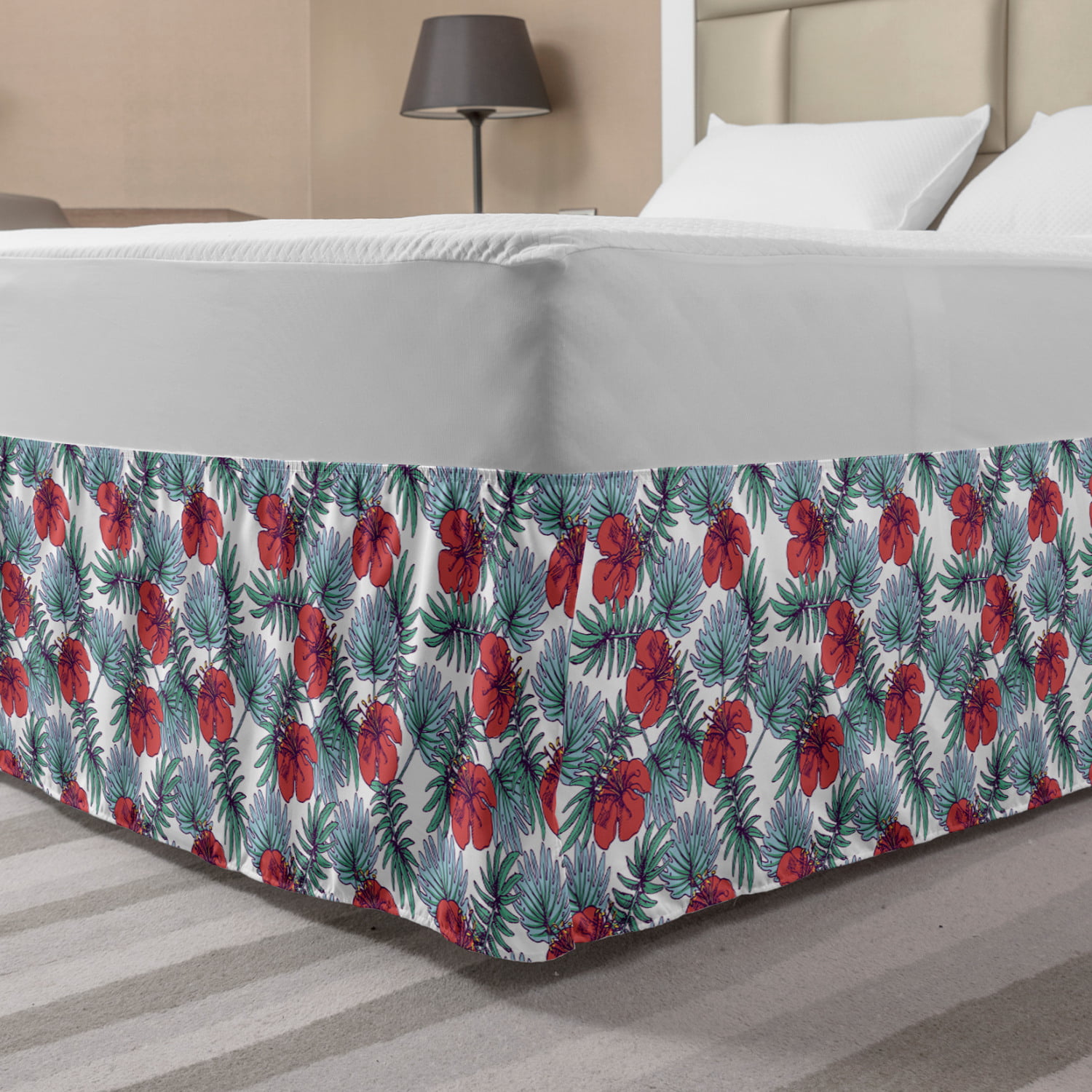 Exotic Bed Skirt, Continuing Pattern of Tropic Plant and