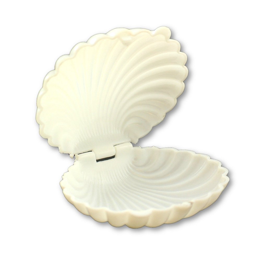2.5 Inch White Plastic Seashell Clam Shell Party Favors Bulk 12 Pieces