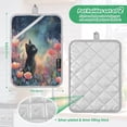 thumbnail image 3 of Two Pieces Of Square Heat Insulation Pad Oven Mitts 7x9.8 Inch Oven Microwave Kitchen Cooking Baking Beautiful Flower Cat, 3 of 7