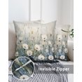 thumbnail image 3 of Waterproof Outdoor Throw Pillows with Inserts 18"x18" Set of 2, White Floral Soft Decorative Pillowcases for Couch Bedroom, Modern Farmhouse Oil Painting Plants Pillow Covers for Sofa Living Room, 3 of 8