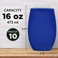 thumbnail image 5 of Tumbler Stemless Wine Glasses 16 oz. Set of 10, Bulk Pack - Perfect for Wine, Cocktails, Other Hot & Cold Beverages - Blue, 5 of 5