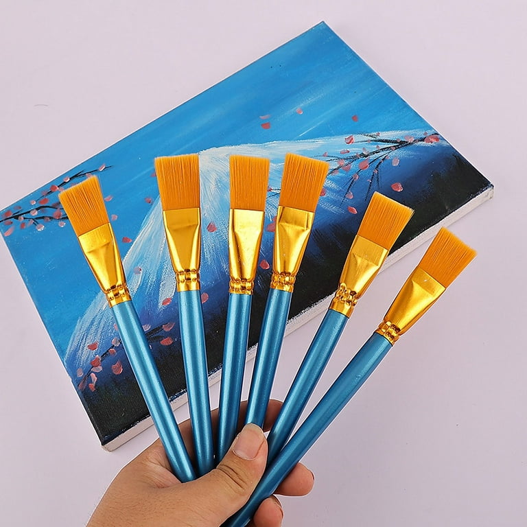 10 Pieces 3/4 inch Flat Paint Brushes Acrylic Paint Brush Artist Craft Paint Brushes Watercolor Small Brush Bulk Painting Brush Art Detail Oil Brush