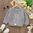 thumbnail image 2 of Xijirk Toddler Crew Neck Knit Sweater Cute Bunny Embroidery Pom Pom Long Sleeve Pullover for Casual Daily Wear,12-18 Months, 2 of 9