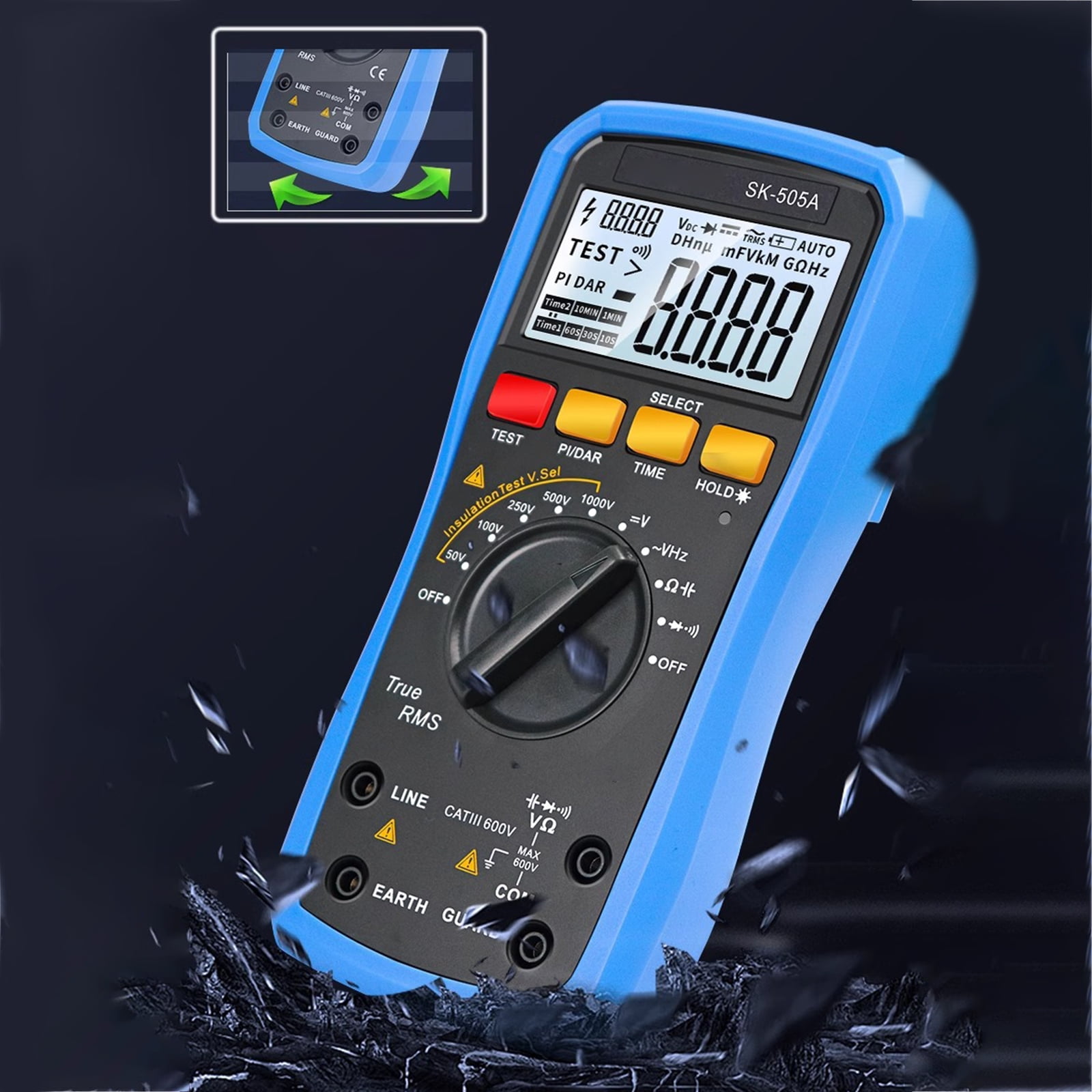 BIBABLYKE Insulation Resistance Tester 2000V Megohmmeter & Digital Multimeter ABS Resistor Meter for Voltages Measurement