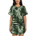thumbnail image 1 of Balery Tropical Palm Leaves1 Conjunto de Pijama para Mujer con Estampado, Dos Piezas de Manga Corta y Shorts, Ropa de Dormir Suave con Cuello Redondo y Bolsillos-Small, 1 of 6