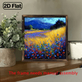 thumbnail image 5 of 2D Flat 1Pc Wood Frame Sign Wildflowers near the mountains, Landscape Square Wall Art Paintings Ideal Gift For Living Room Bedroom Corridor Wall Decor Room Decoration Ready to Hang 8x8inch, 5 of 9